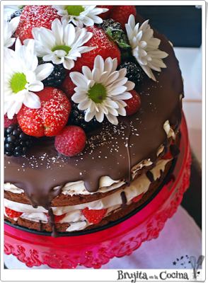 Tarta de chocolate y frutos rojos