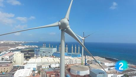 Lanzarote sostenible, compromiso medioambiental. TVE Lanzarote renovable aerogeneradores