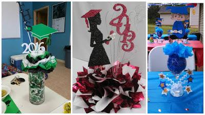 Souvenirs de buhitos en foami para fiesta de graduación centros-mesa-fiesta-graduación