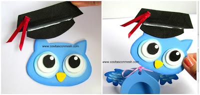 Souvenirs de buhitos en foami para fiesta de graduación Souvenirs de buhitos en foami para fiesta de graduación