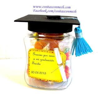 Souvenirs de buhitos en foami para fiesta de graduación souvenirs-graduación-frascos-reciclados