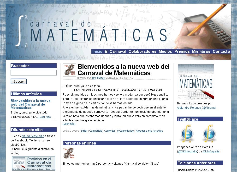 Nueva web del Carnaval de Matemáticas Nueva web del Carnaval de Matemáticas