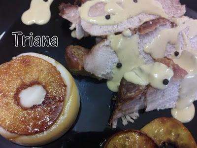 Lomo asado a la mostaza de Dijon con manzanas caramelizadas Lomo asado a la mostaza de Dijon con manzanas caramelizadas