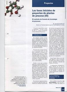 LAS FASES INICIALES DE PROYECTOS DE PLANTAS DE PROCESOS INDUSTRIALES (III) – El Contrato de Licencia de Tecnología de Procesos LAS FASES INICIALES DE PROYECTOS DE PLANTAS DE PROCESOS INDUSTRIALES (III) – El Contrato de Licencia de Tecnología de Procesos