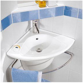 ¿Cuarto de baño pequeño? Pon el lavabo en la esquina. Lavabos pequeños para espacios pequeños