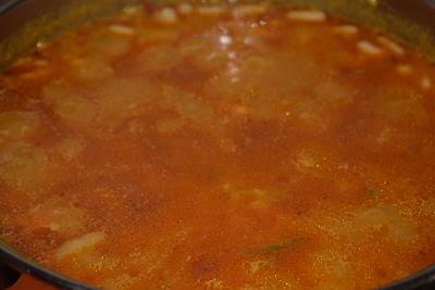 Potaje de Arroz con Habichuelas y Gambas