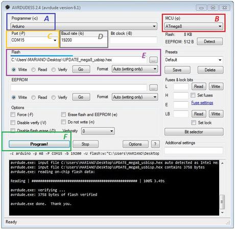 Programación de un Arduino UNO a través de ICSP