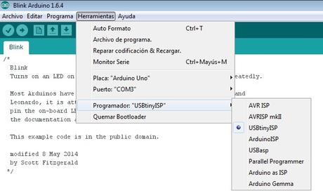 Programación de un Arduino UNO a través de ICSP