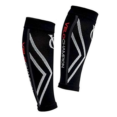 Top 10 material de ciclismo en oferta VeloChampion Calentadores de pantorrilla de compresion Negros (Black Medium) Compression Calf Sleeves