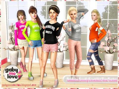 Rainbows Sweetly Sweatshirt Teen Version ~ Asian Fashion (Sims 3)