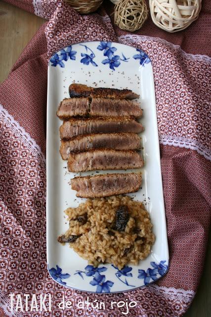 Tataki de atún rojo con arroz cremoso El Ágora de Ángeles Tataki de atún rojo , Arroz cremoso de manzana