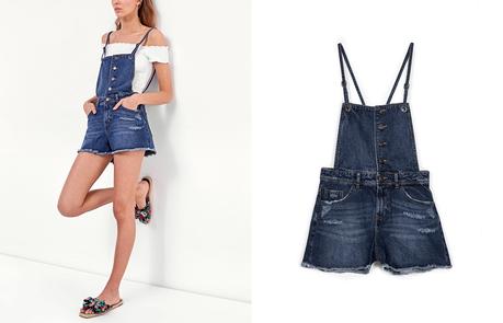 Peto vaquero y camiseta off shoulder Peto vaquero y camiseta off shoulder