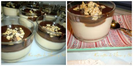 Vasitos de mascarpone con muesli crujiente y chocolate