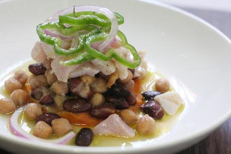 Ceviche de Mero con Garbanzos, Judías Negras y Puré de Boniato Ceviche de Mero con Garbanzos, Judías Negras y Puré de Boniato