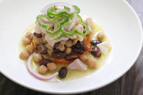 Ceviche de Mero con Garbanzos, Judías Negras y Puré de Boniato Ceviche de Mero con Garbanzos, Judías Negras y Puré de Boniato