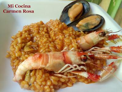 ARROZ MELOSO CON CIGALAS, GAMBAS, MEJILLONES Y LANGOSTINOS DE MALAGA