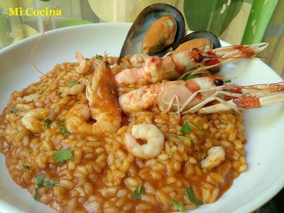 ARROZ MELOSO CON CIGALAS, GAMBAS, MEJILLONES Y LANGOSTINOS DE MALAGA