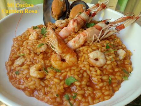 ARROZ MELOSO CON CIGALAS, GAMBAS, MEJILLONES Y LANGOSTINOS DE MALAGA