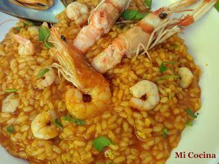 ARROZ MELOSO CON CIGALAS, GAMBAS, MEJILLONES Y LANGOSTINOS DE MALAGA