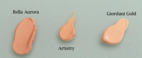 Una muestra de las texturas de la tres CC Creams analizadas. Comparativa de CC Creams: Bella Aurora, Artistry y Oriflame