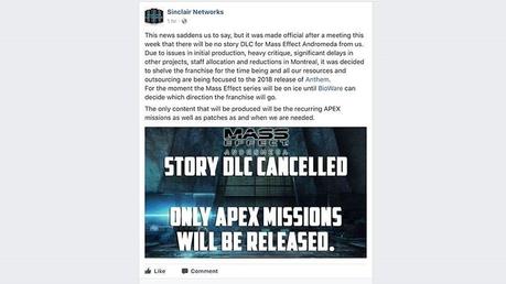Se podrían haber cancelado los DLCs de Mass Effect Andromeda Se podrían haber cancelado los DLCs de Mass Effect Andromeda