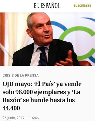 ‘El País’ y ‘La Razón’ se desploman en ventas. ‘El País’ y ‘La Razón’ se desploman en ventas.