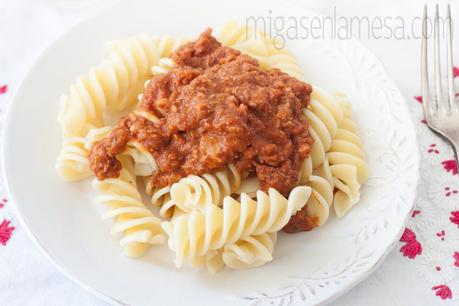 Rigatoni con salsa de asado