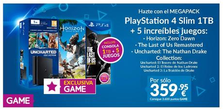 GAME anuncia megapack con PlayStation 4, mando y 5 juegos por 359,95 euros GAME anuncia megapack con PlayStation 4, mando y 5 juegos por 359,95 euros