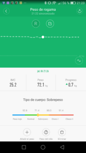 Báscula Xiaomi Scale app historico