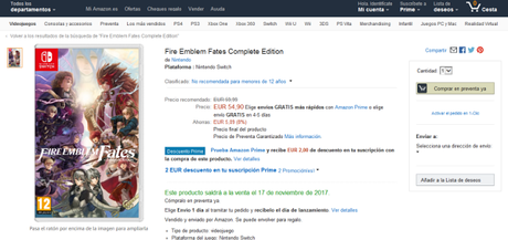 Rumor | Amazon lista Fire Emblem Fates Complete Edition para Nintendo Switch Rumor | Amazon lista Fire Emblem Fates Complete Edition para Nintendo Switch