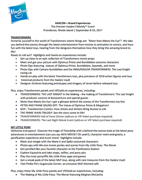 Hascon de Hasbro a la vuelta de la esquina (8-10 sep.) Hascon de Hasbro a la vuelta de la esquina (8-10 sep.)