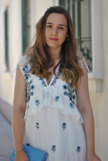 Embroided White Dress