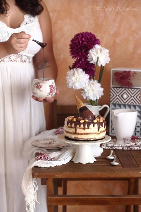 Tarta Snickers con Helado de Mantequilla de Cacahuete - Cookcakes de Ainhoa