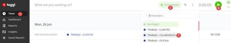 Registrar el tiempo de trabajo con colaboradores en Toggl