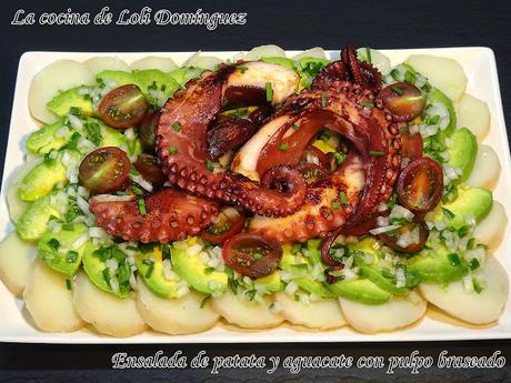 Ensalada de patata y aguacate con pulpo braseado