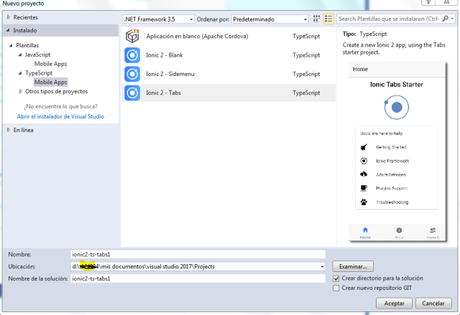 Ionic 2 con Visual Studio 2017 Ionic 2 con Visual Studio 2017