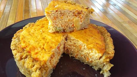 Quiche vegano de tofu con base de arroz sin gluten