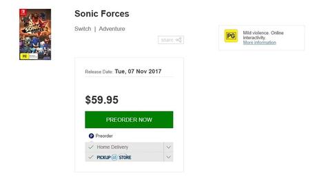 Según filtración Sonic Forces saldría el 7 de noviembre Según filtración Sonic Forces saldría el 7 de noviembre