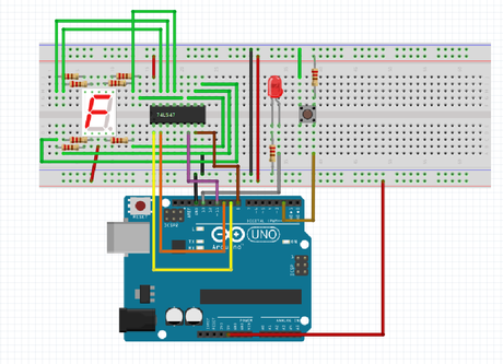 Controlando un display de 7 segmentos con Arduino y un botón por interrupción.