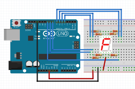 Controlando un display de 7 segmentos con Arduino y un botón por interrupción.