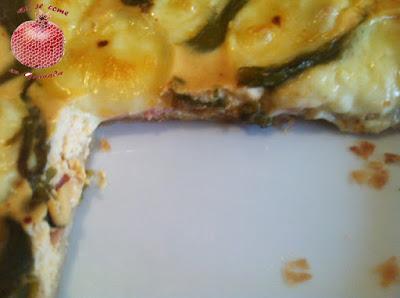 Quiche de pimientos verdes asados, lacón y queso de Tetilla