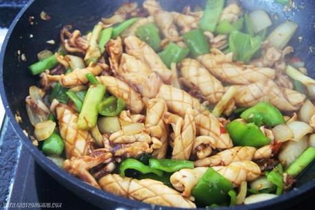 Calamares picantes al wok Calamares picantes al wok