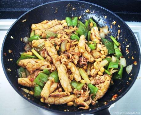 Calamares picantes al wok Calamares picantes al wok