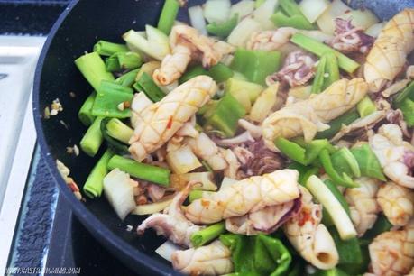 Calamares picantes al wok Calamares picantes al wok