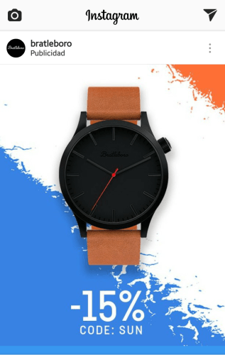 Anuncio de retargeting de relojes en Instagram