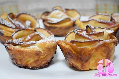 PASTEL DE MANZANA CON FORMA DE ROSA