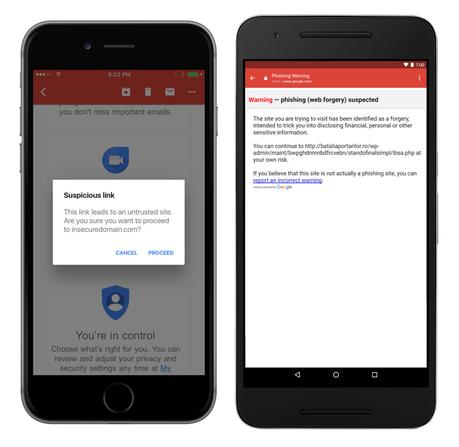 Gmail para iOS integra advertencias sobre enlaces con phishing
