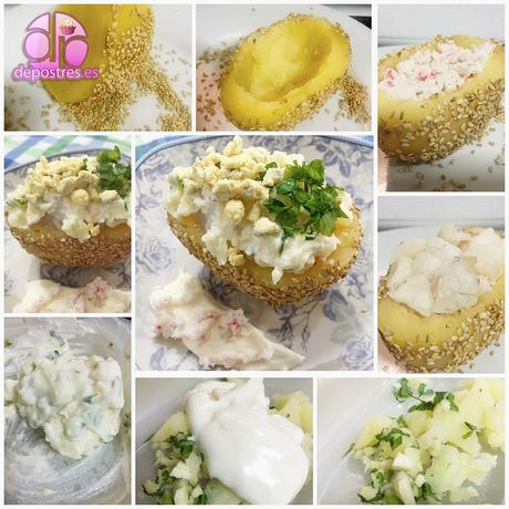 PATATAS RELLENAS DE CANGREJO Y MERLUZA PATATAS RELLENAS DE CANGREJO Y MERLUZA