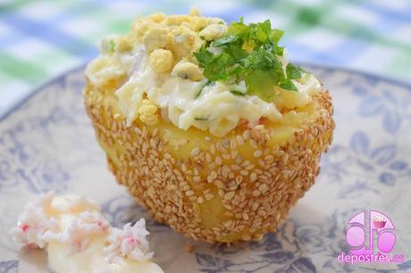 PATATAS RELLENAS DE CANGREJO Y MERLUZA PATATAS RELLENAS DE CANGREJO Y MERLUZA