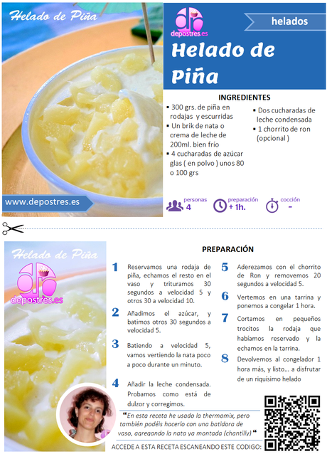 2 FICHAS DE RECETAS COLECCIONABLES: HELADO DE PIÑA Y NATILLAS CASERAS